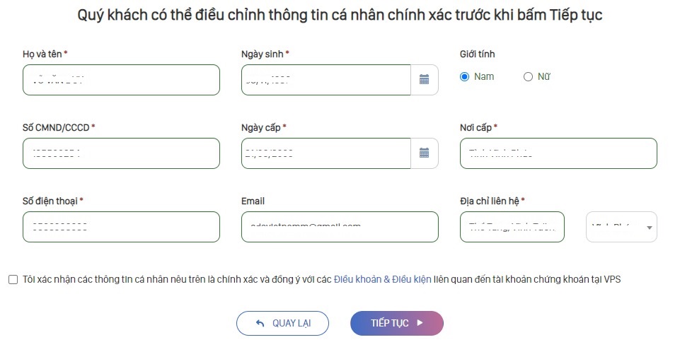 kiểm tra lại thông tin vps